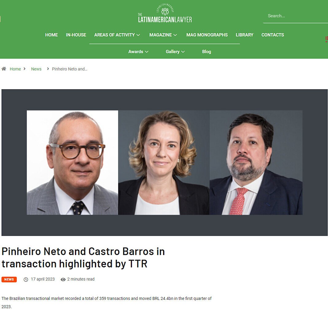 Pinheiro Neto and Castro Barros in transaction highlighted by TTR